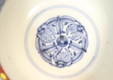 明治前期色絵兎図通り物飯茶碗③少甘手