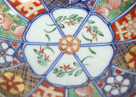 明治前期大聖寺焼色絵十二方花図小皿　5客組