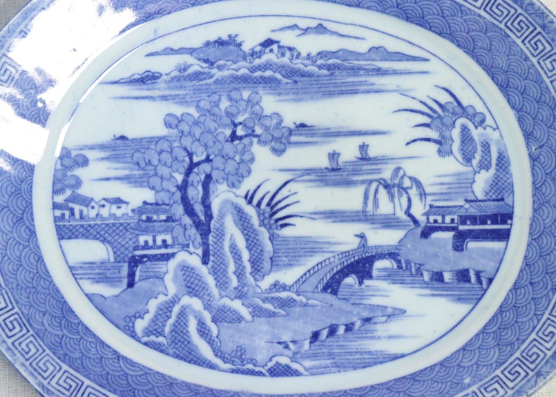 明治後期~大正銅判山水図楕円皿 | 吉祥寺PukuPuku 明治後期~大正銅判山水図楕円皿 | 吉祥寺PukuPuku