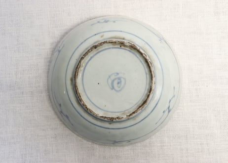 江戸中期染付三方に菊図くらわんかなます皿