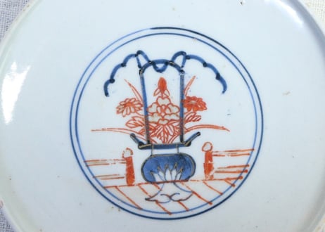 明治前期色絵ダミ埋め牡丹図蒸茶碗