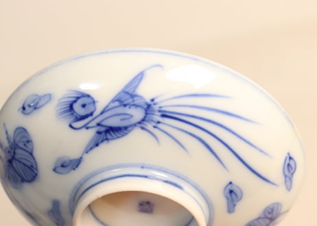 明治後期～大正染付鳳凰図飯茶碗
