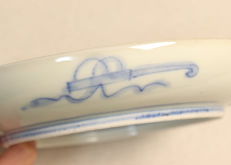 明治前期色絵桃と菊図６寸皿