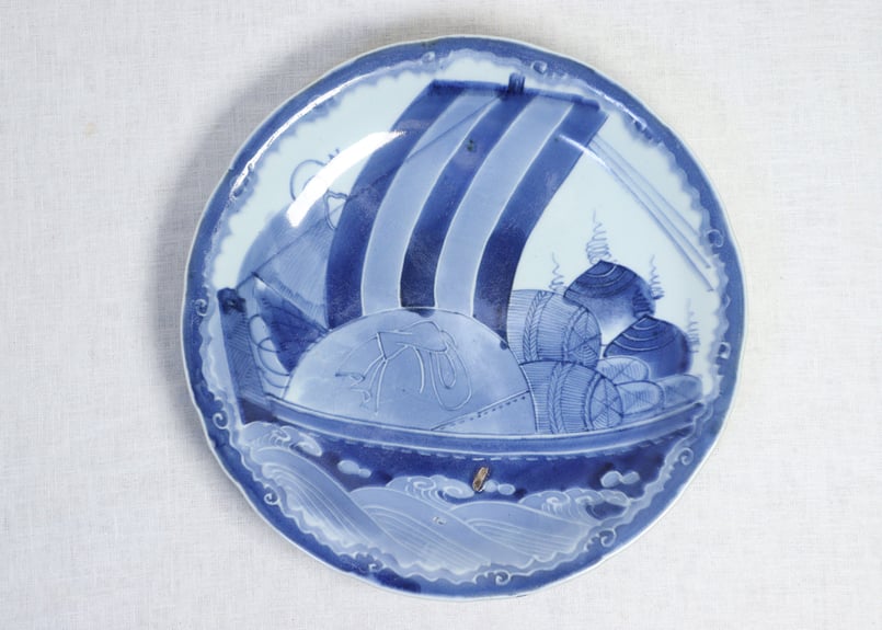 江戸幕末染付宝船図大皿 フリモノ | 吉祥寺PukuPuku