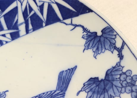 明治後期～大正銅判山葡萄と小鳥図尺皿