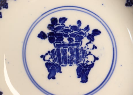 明治前期紙刷桐と鳳凰図飯茶碗