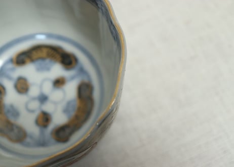明治前期色絵松竹梅と牡丹図向付