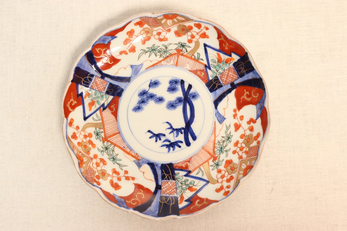 明治前期色絵三方竹梅図7寸皿 色擦れ | 吉祥寺PukuPuku