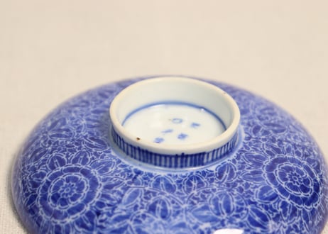 明治前期紙刷鉄線図蓋茶碗