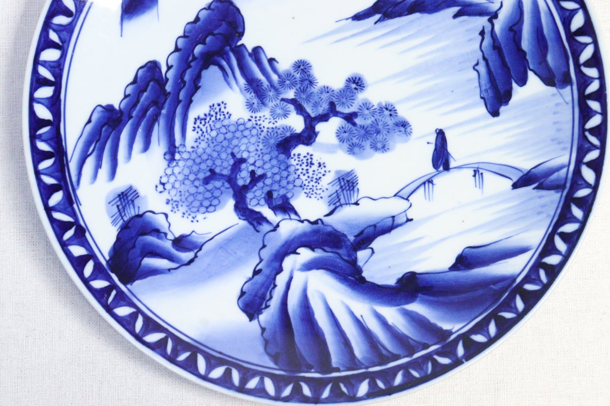 明治後期～大正染付山水図尺皿 | 吉祥寺PukuPuku