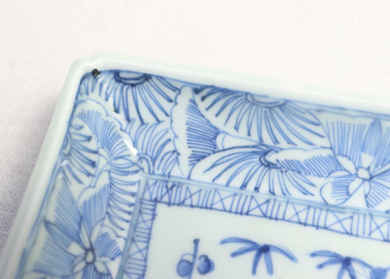 江戸幕末染付線描き牡丹図長皿 かたつき | 吉祥寺PukuPuku