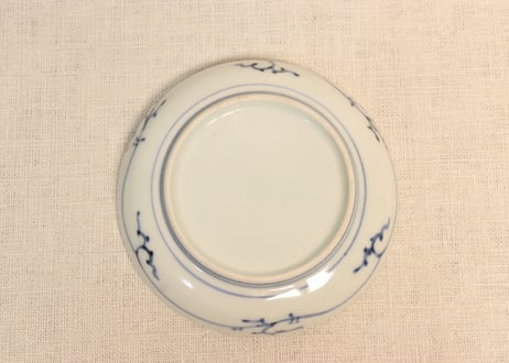 江戸中期染付山水図小皿③　ノミホツ