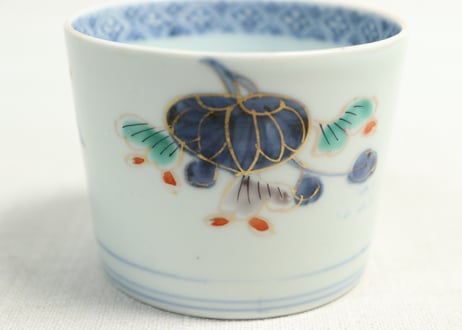 江戸後期色絵秋海棠図猪口①