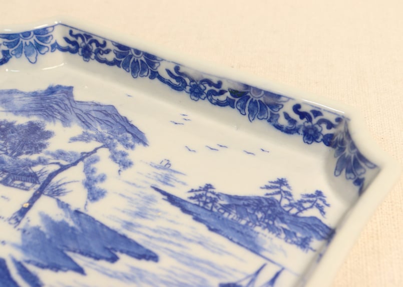 明治後期～大正銅判山水図長角皿② かたつき | 吉祥寺PukuPuku