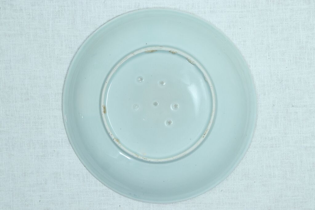 100%本物 R-007438 □幕末~明治期!獅子の図八角大皿 染付