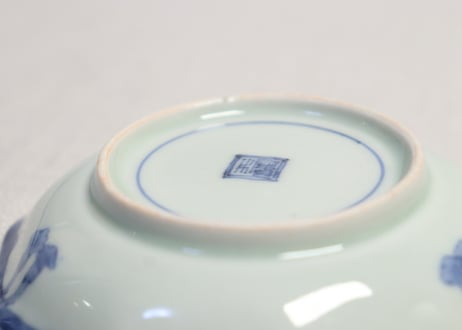 江戸後期染付馬上人物図十角小皿
