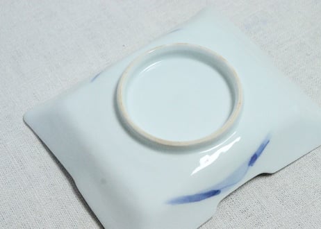 明治後期～大正染付金彩山水図長角皿