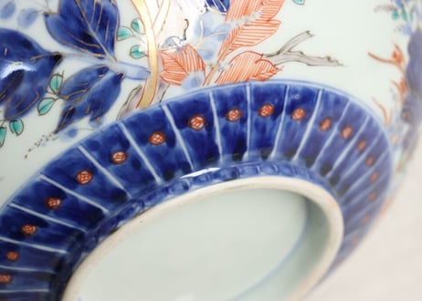 明治前期色絵四方牡丹と菊図8寸鉢