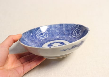 明治後期～大正銅判牡丹唐草図なます皿