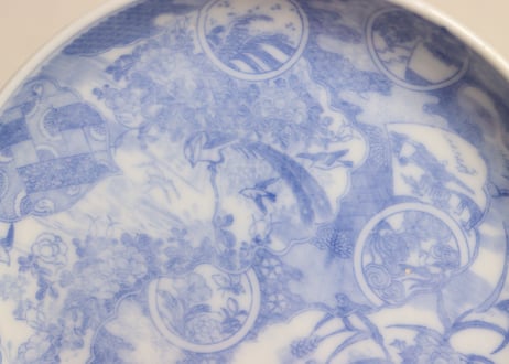 明治後期～大正銅判花図窓絵散らし小皿
