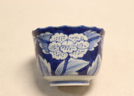 江戸後期染付牡丹図向付③高台ホツ