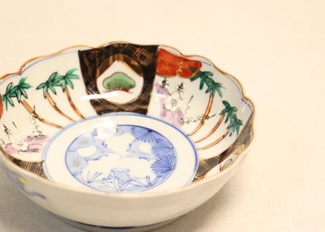 明治後期～大正色絵松竹梅図大なます皿②少甘手