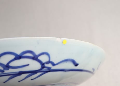 明治前期紙刷茄子鷹富士図大皿 ホツ