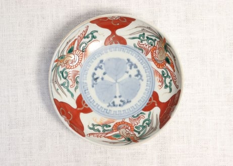 明治前期色絵鳳凰図小皿 窯傷