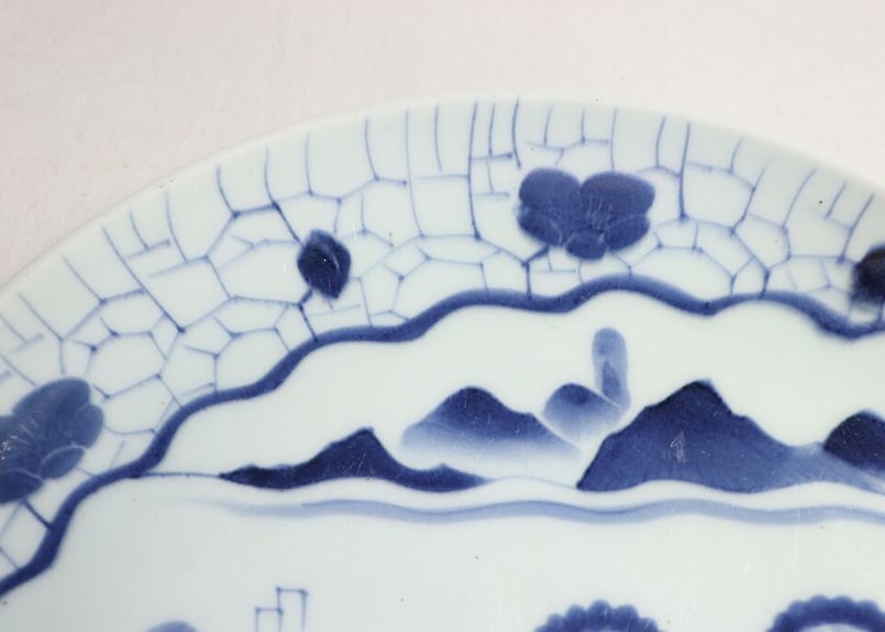 江戸幕末染付氷裂文に山水図大皿 | 吉祥寺PukuPuku