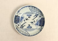 江戸後期染付牡丹と籠目図なます皿