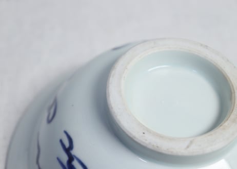 江戸幕末染付芭蕉図6寸鉢 　甘手