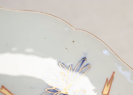 明治前期色絵菊と桔梗図7寸皿