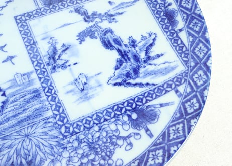 明治後期～大正銅判山水図尺皿①