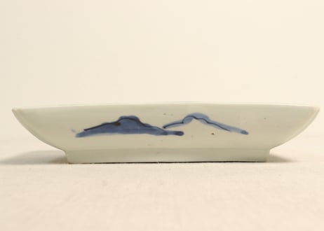 江戸幕末染付山水図長皿