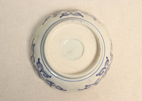 明治前期染付藤と牡丹図なます皿①
