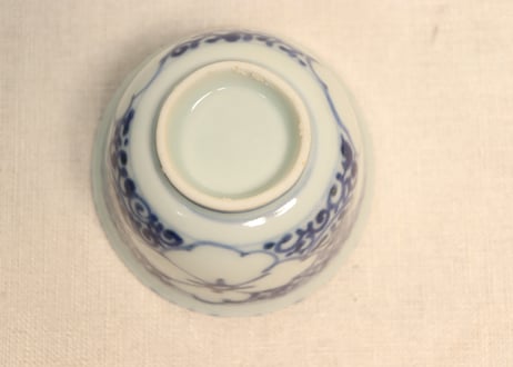 明治前期染付三方に菱花図向付