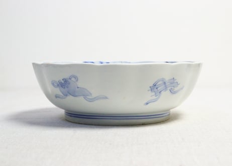 明治前期染付麒麟と梅図大なます皿