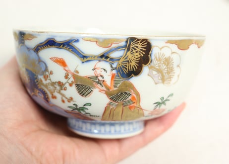 明治前期色絵高砂図通り物蒸茶碗