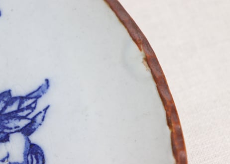 明治後期～大正銅判獅子牡丹図イゲ縁８寸皿