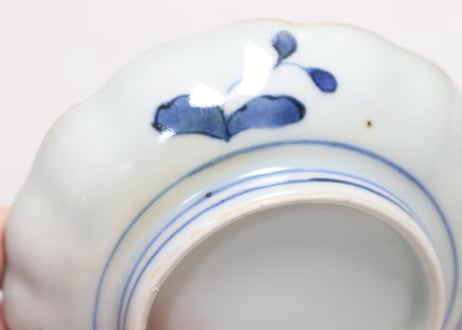 江戸幕末赤絵金彩秋海棠図通り物小皿