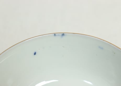 明治前期色絵市松に松竹梅図蒸茶碗②窯傷
