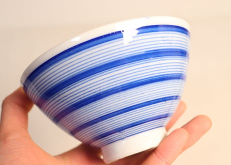 大正～昭和戦前染付輪線図蓋なし茶碗②　高台ホツ