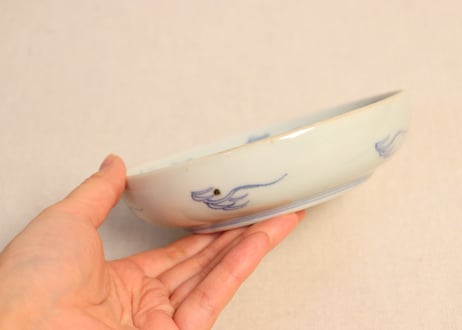江戸後期染付龍と宝珠図春寒鉢①