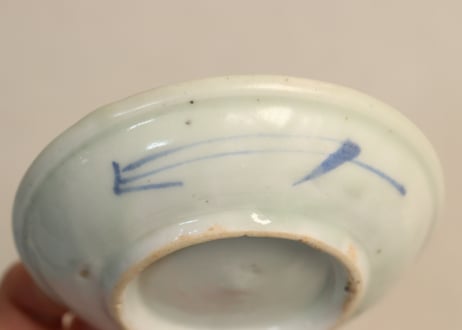 江戸中期染付柳図豆皿①