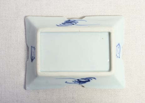 大正～昭和戦前染付山水図長角皿