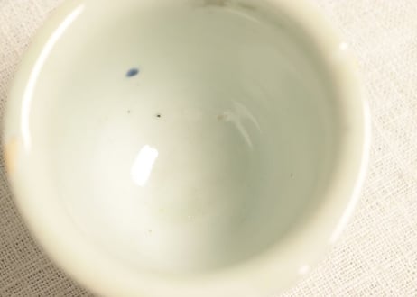 江戸中期染付三方水仙図広東型猪口