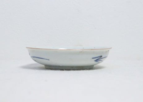 江戸中期色絵茄子図小皿➁　窯傷