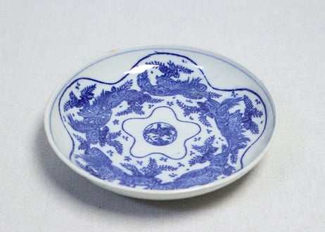 明治後期~大正銅判鶴亀図5寸皿