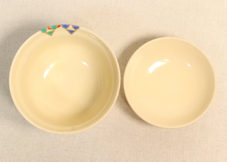昭和30～40年代京焼色絵幾何学文飯茶碗