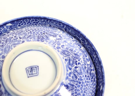 明治前期紙刷菊図蓋茶碗